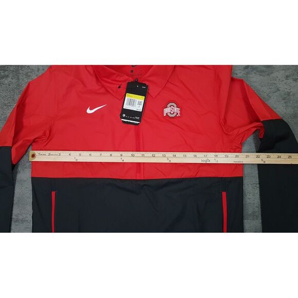 NIKE Ohio State Buckeyes 1/4 Zip Lightweight Coaches Jacket Mens SMALL Red - Picture 8 of 9